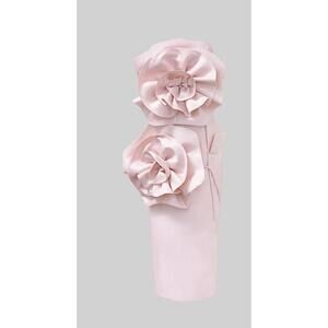 3D VOLUMINOUS FLOWER DESIGN MIDI DRESS - LIGHT PINK